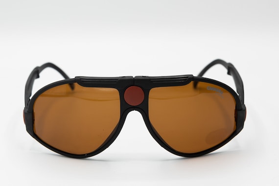 Lunettes De Soleil Vintage Sergio Soldano - Monture Noire Rectangulaire - Fabriqué En Italie Années 80/90