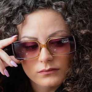 2000s Chloe sunglasses squared brown and purple 78S