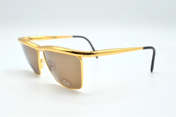 Ferre 90s vintage sunglasses squared gold metal m… - image 9