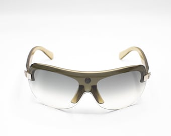 Jaren 2000 VERSACE 4045-V kleine schildzonnebril wit