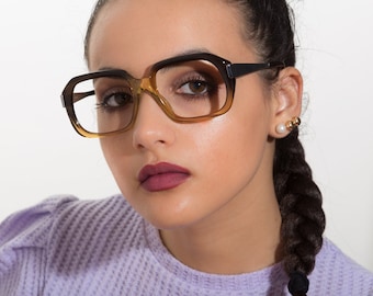 Anteojos vintage Marwitz años 70 montura cuadrada degradado marrón mod. 2017