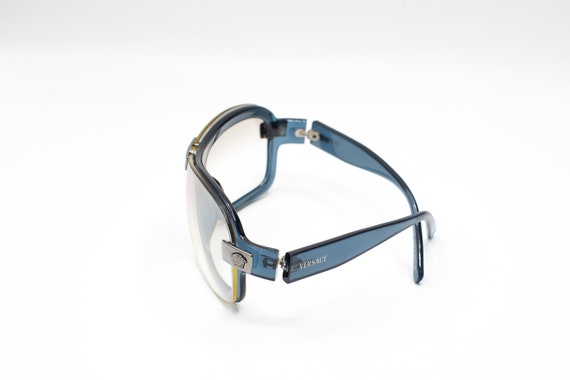 2000s VERSACE 4018-V small shield sunglasses azure - image 9