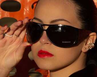 Givenchy Black Sunglasses with Red and Gold Accents Givenchy Bold Facet sunglasses in acetate in - black  main image 4