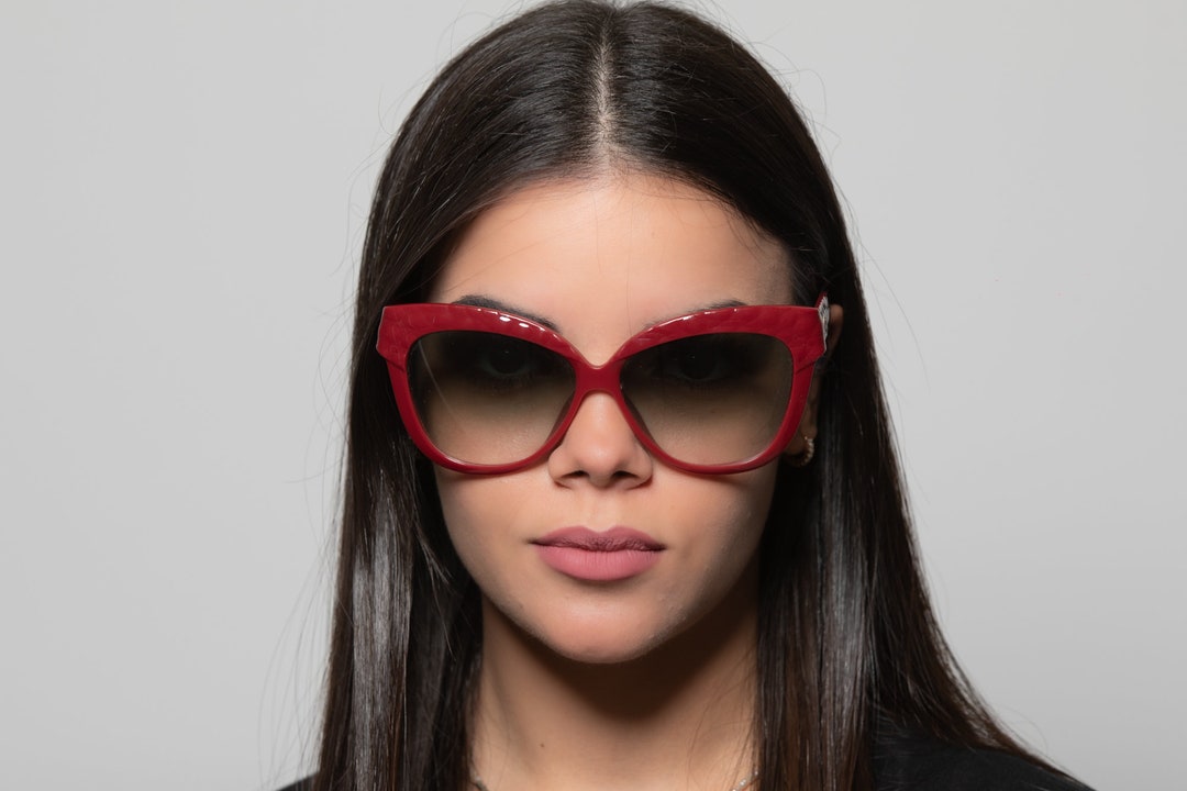 Dior 2321 Y2k Sunglasses Cat Eye Red Oversized Etsy