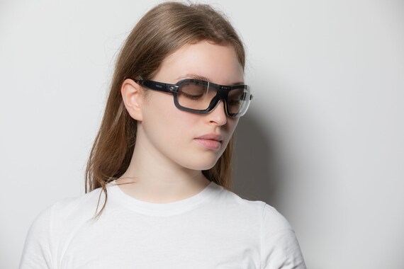 2000s VERSACE 4018-V small shield sunglasses azure - image 3