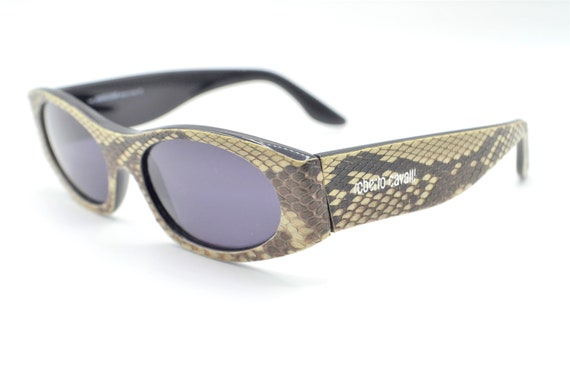 Cavalli python leather vintage sunglasses 90s ova… - image 4