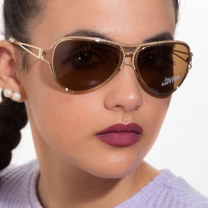 Jean Paul Gaultier aviator sunglasses 2000s gold metal 013s