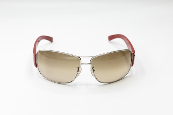 2000s PRADA 56G Squared Sunglasses Grey Metal - Etsy display picture 1