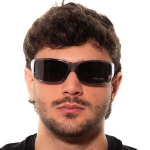 Wrap blue sunglasses, ROMEO GIGLI 63605, Y2K clear frame