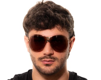2000s RICHMOND JR56703 oversized aviator wrap sunglasses gold metal