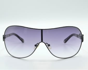 Gafas de sol Moschino con escudo años 2000 de metal negro con lentes degradadas 50704