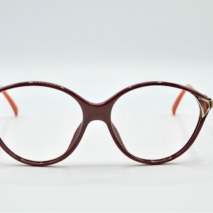 1980s Dior women&#39;s vintage eyeglasses frame large cat eye burgundy red mod 2306