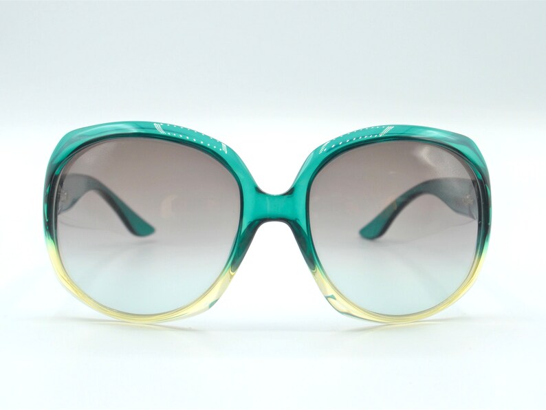 CHRISTIAN DIOR Glossy 1 colorful rounded wrap sunglasses green and yellow 2000s image 2