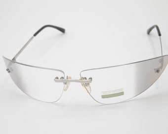 Lunettes de soleil enveloppantes Cavalli, verres effet miroir sans monture, années 2000 Demetra 63s