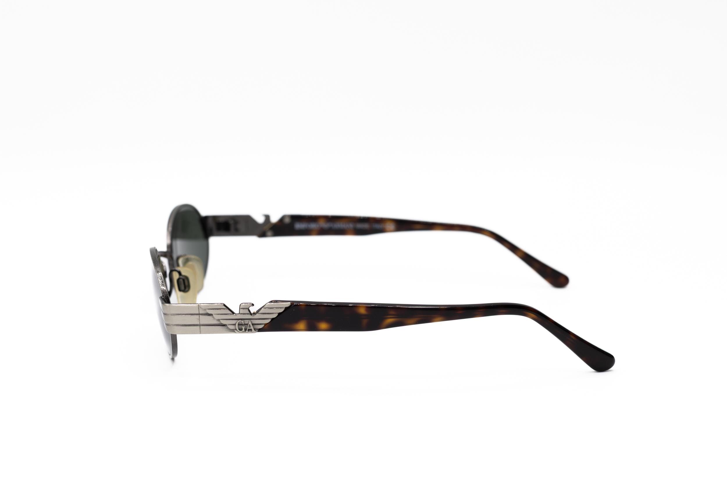 1990s EMPORIO ARMANI 54s Vintage Oval Sunglasses Grey Metal and