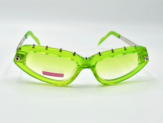 Fornarina Punky Sunglasses Studded Fluo Green 2000s - Etsy display picture 3