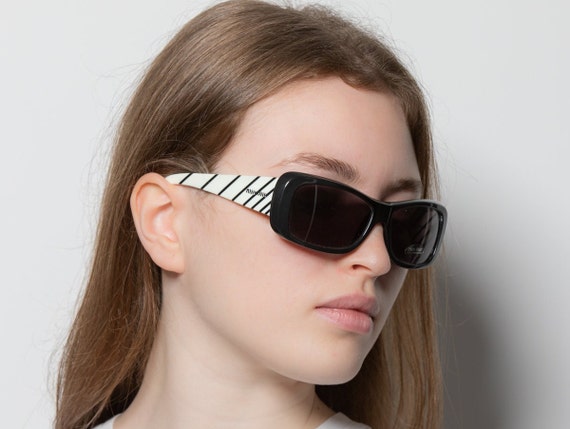 2000s MIU MIU SMU 16F Sunglasses Squared Black and White - Etsy