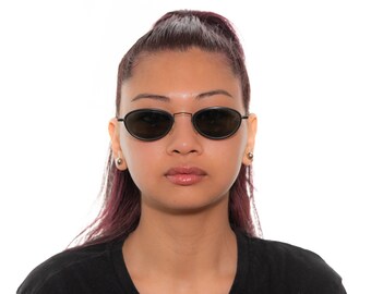 2000s ARMANI 248 vintage oval sunglasses matte black small