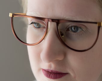 Ferre vintage eyeglasses 90s rounded brown gold metal GFF44