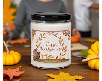 Happy Thanksgiving Leaf Wreath Candle – 9oz Soy