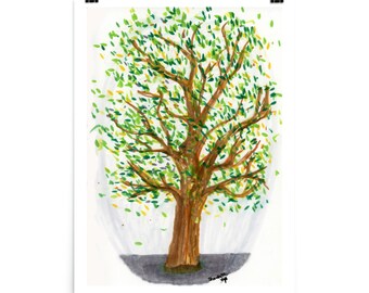 Vibrant Tree, Brush Marker Drawing - Matte Poster