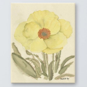 Canvas Print of Original Watercolor Painting - Yellow Poppy Flower