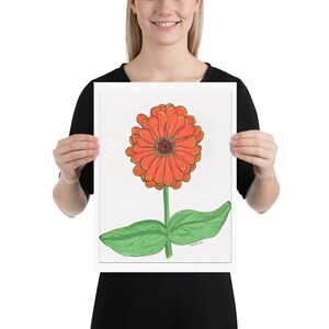 Orange Zinnia - Matte Poster Print