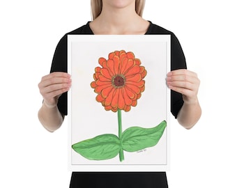 Orange Zinnia - Matte Poster Print