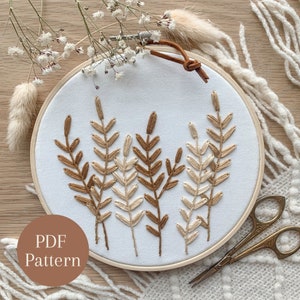 Waving Wheat Embroidery Pattern | PDF Pattern with Instructions | Make it Yourself | Digital Download | Beginner Friendly | Boho Home Decor
