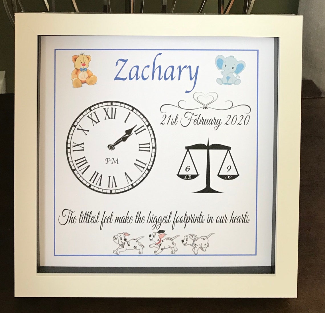 Personalised Baby Clock Image Framed Print With Birth Etsy