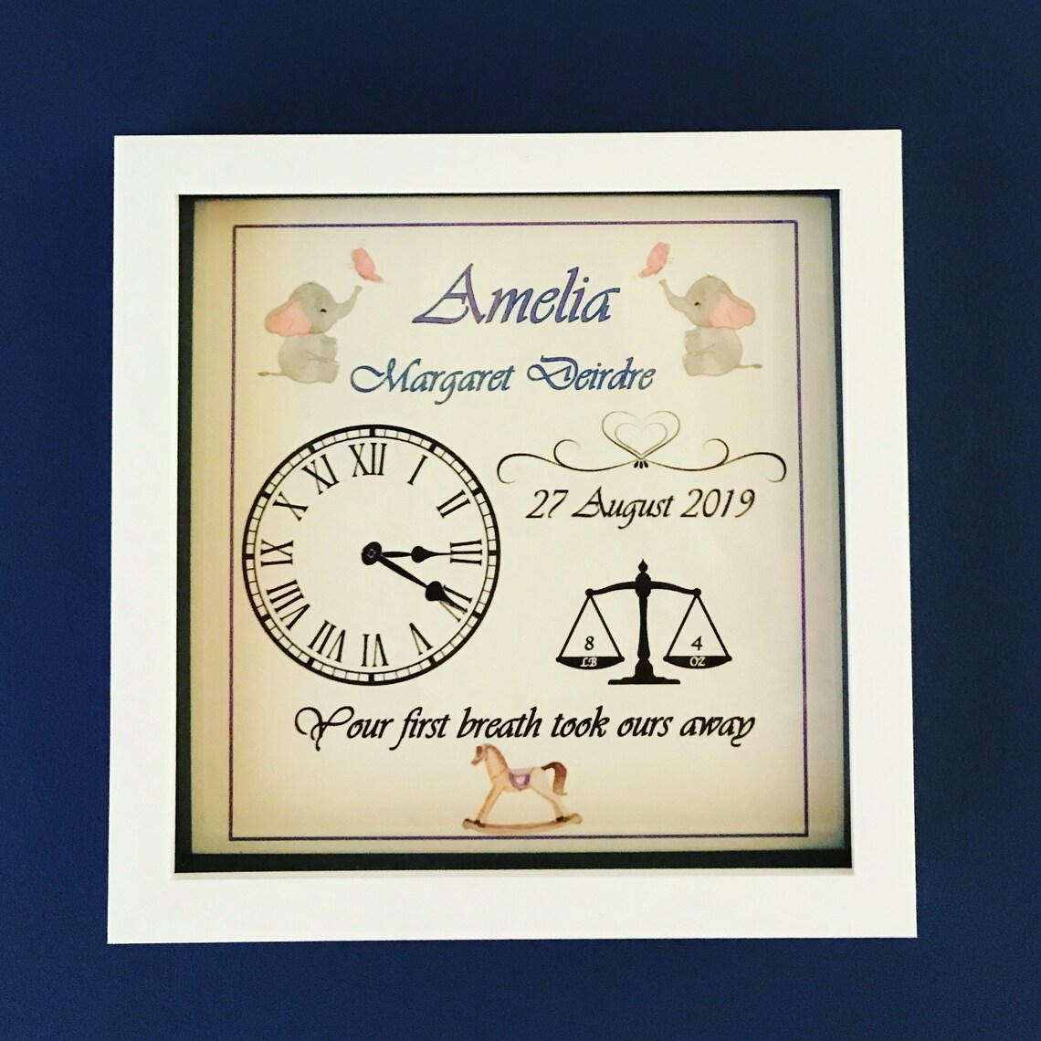 Personalised Baby Clock Image Framed Print With Birth Etsy