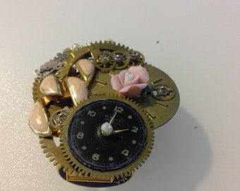 Vintage Watch Broach - Steampunk Watch Brooch - Steampunk Lapel Pin