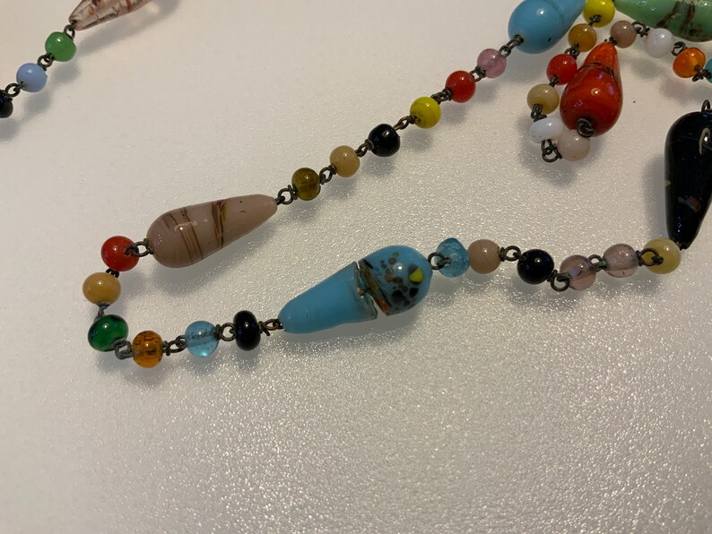 Antique Glass Bead Necklace Etsy