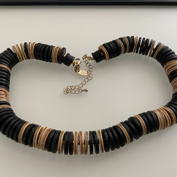 Betty Jackson Black black brown discs beads chunky Necklace