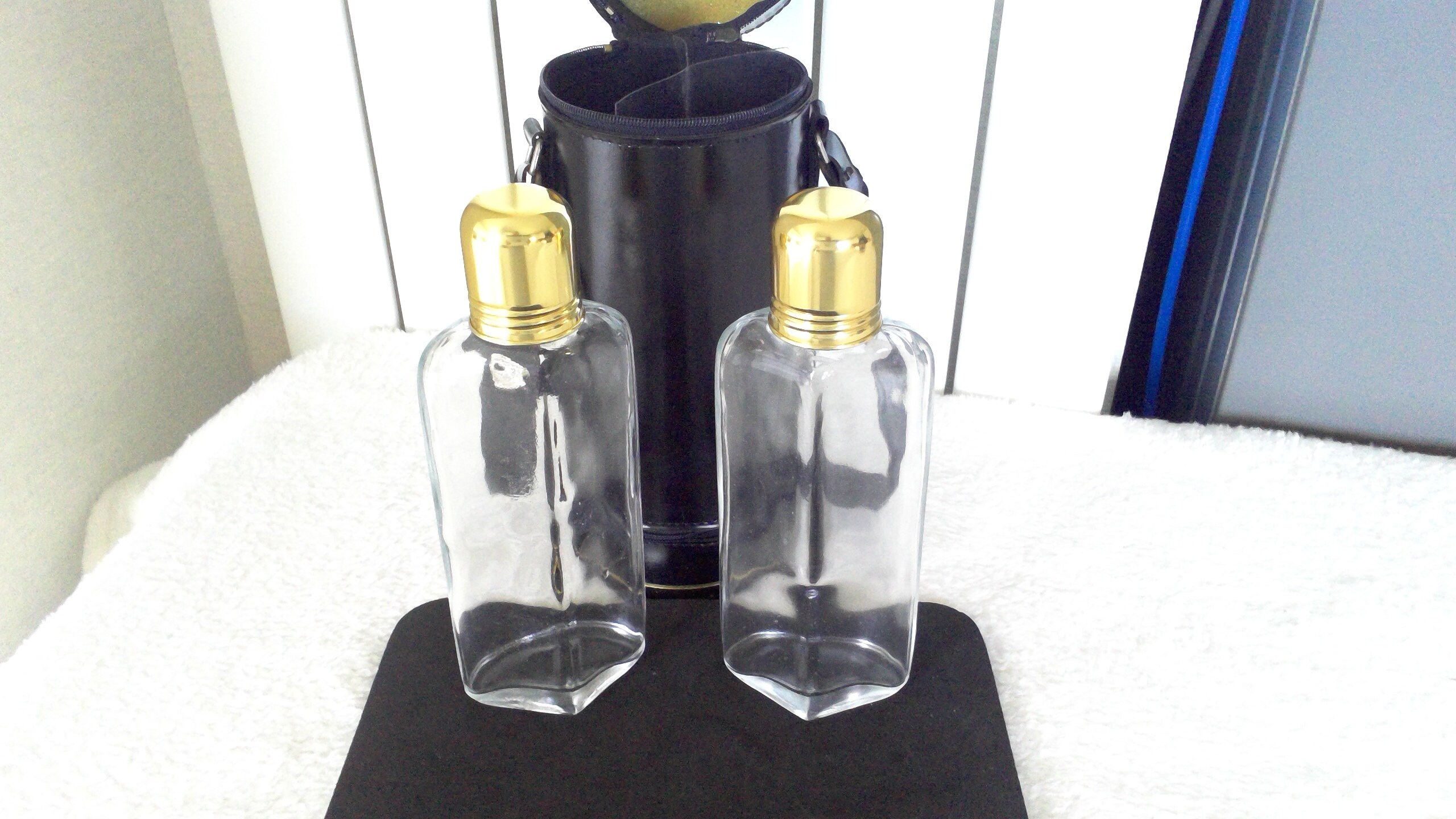 Leather Liquor Bottle Holder Carrier with 2 Glass Bottles Etsy