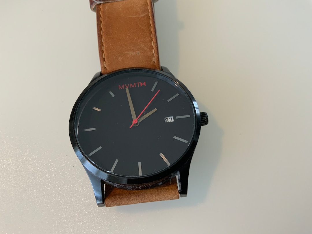 Buy MVMT Watch Black Face With Tan Leather Strap Men's Date Watch Online in  India