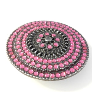 Rhinestones Shield Belt Buckle Pink Rhinestones Round Floral Circle Cool Belts & Buckles