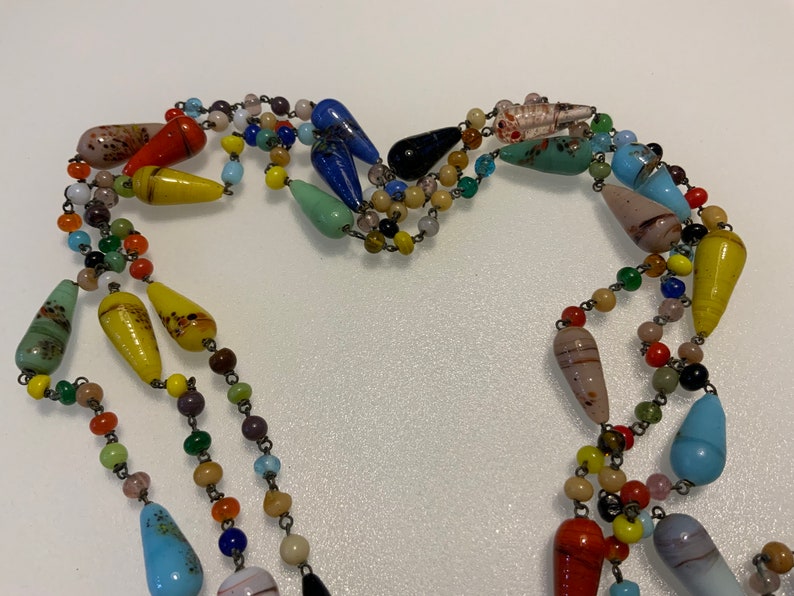 Antique Glass Bead Necklace Etsy