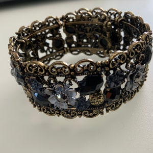 Bracelet à manchette flex floral en cristal victorien (bronze)