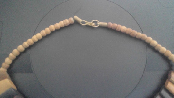 VINTAGE: Stacked Flat Layered Beads Wood Necklace… - image 3