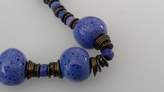 Large Lilac Blue Statement Stone Necklace Stateme… - image 4