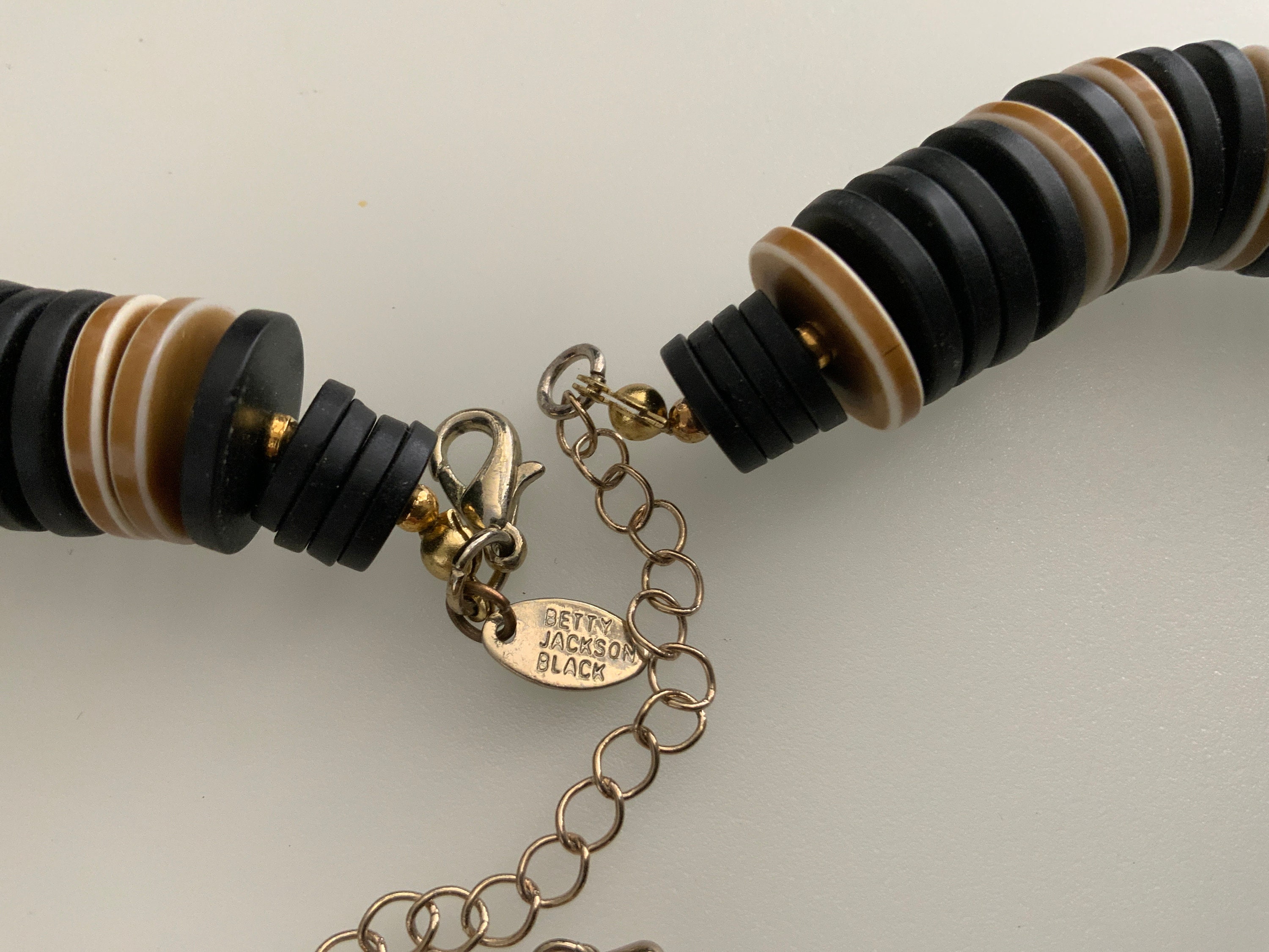 Betty Jackson Black Black Brown Discs Beads Chunky Necklace Etsy