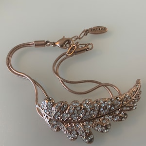 Rose Gold Pilgrim, Danish design Diamanté Leaf Bracelet