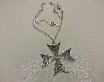 Vintage Sterling Silver Maltese Cross Pendant - Etsy
