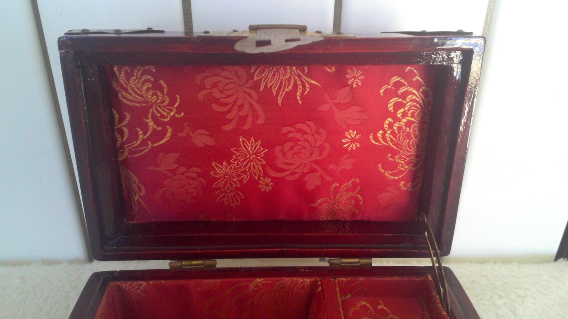 Antique Chinese Jewelry Box with Lid and Key Etsy