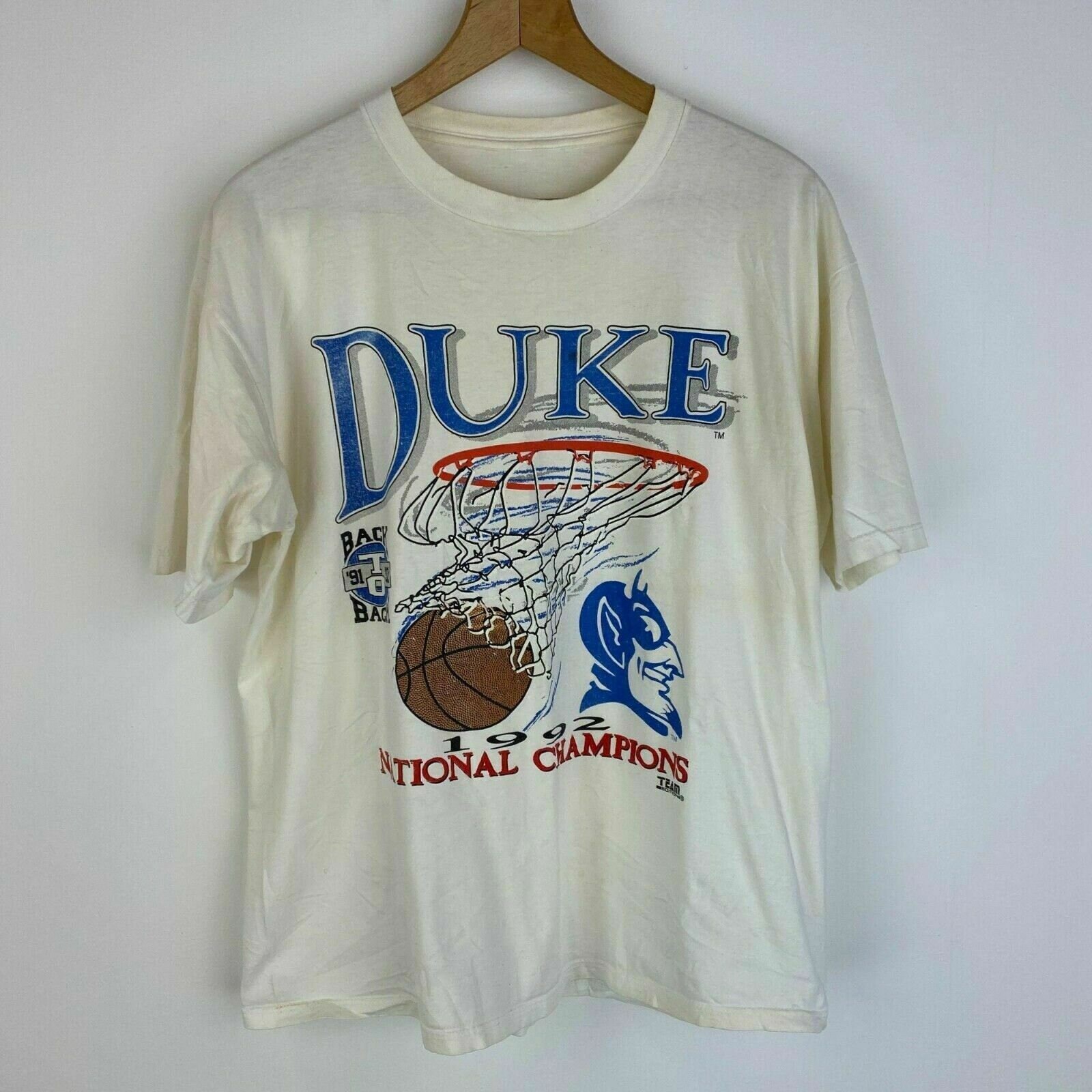 Vintage 1992 Duke Blue Devils Basketball NCAA National Champions Whit…