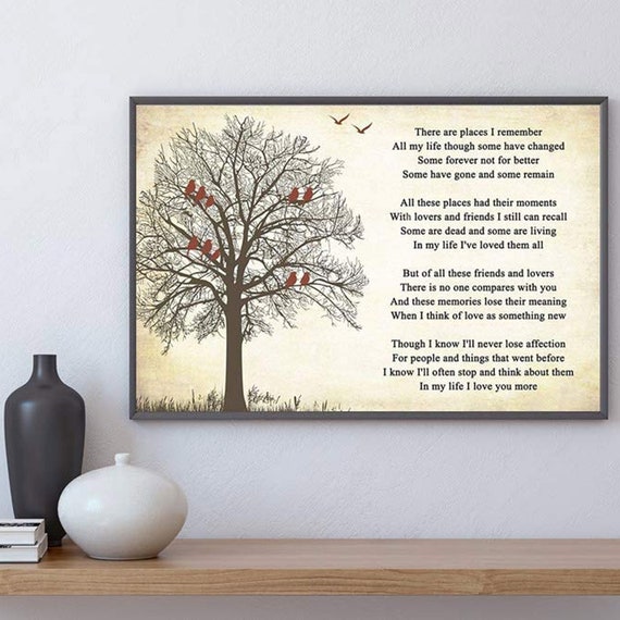 Wall Art In My Life Lyrics Poster Print For Home Office Etsy