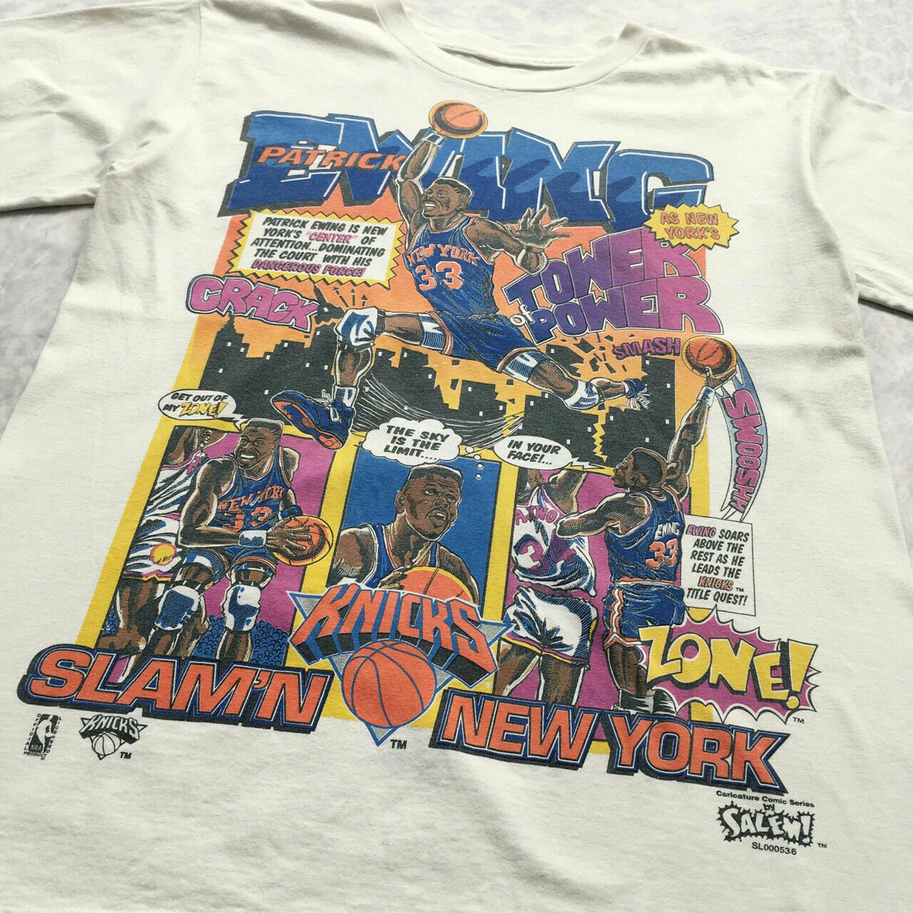 Vintage NBA New York Knicks Patrick Ewing Caricature T-Shirt, New Yor…