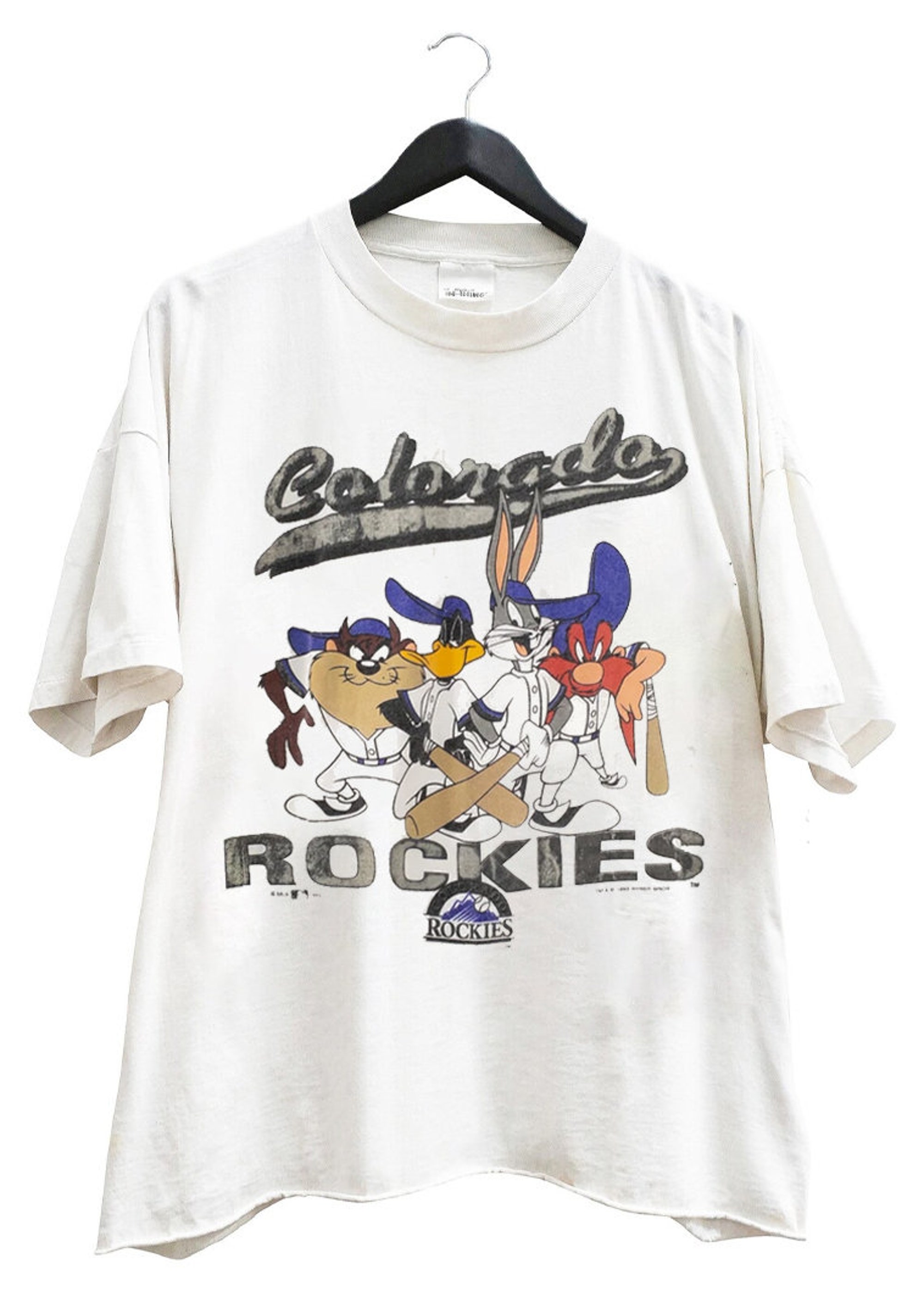 Discover Vintage 1993 Looney Tunes Colorado Rockies T-Shirt, 90s Looney Tunes Shirt, Colorado Rockies Team Shirt