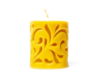 Beeswax Candle "Fern Pillar", Hand Poured Candle, Bee wax candles, Pillar Candle